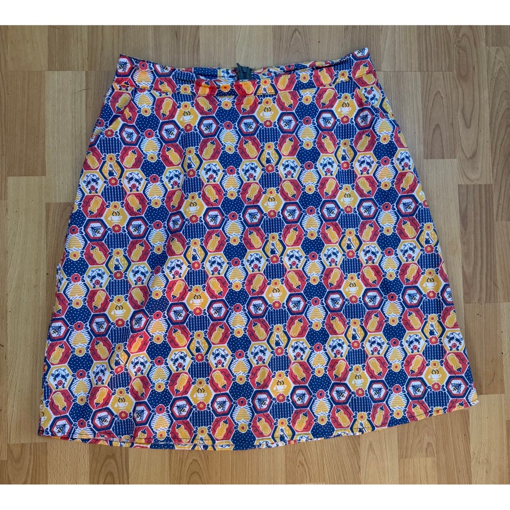 Blue Platypus Queen Bee Honeycomb A-Line Skirt Pattern Sz Large Retro Mod